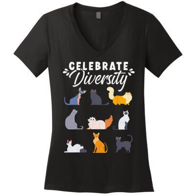 Cat Owner Cat Lover Cat Diversity Cute Cat Women's V-Neck T-Shirt