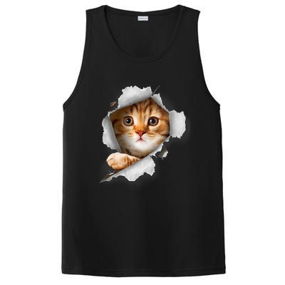 Cat, Orange Cat, Cat Torn Cloth, Kitten PosiCharge Competitor Tank