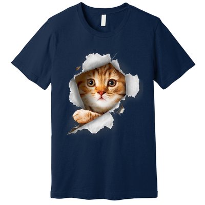 Cat, Orange Cat, Cat Torn Cloth, Kitten Premium T-Shirt