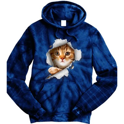 Cat, Orange Cat, Cat Torn Cloth, Kitten Tie Dye Hoodie