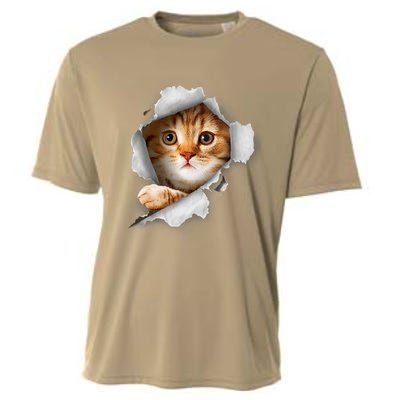 Cat, Orange Cat, Cat Torn Cloth, Kitten Cooling Performance Crew T-Shirt