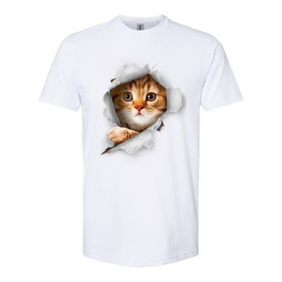 Cat, Orange Cat, Cat Torn Cloth, Kitten Softstyle CVC T-Shirt