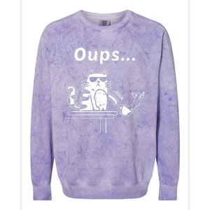 Cat Oups Coffee Funny Cool Cat With Sunglasses Colorblast Crewneck Sweatshirt