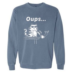 Cat Oups Coffee Funny Cool Cat With Sunglasses Garment-Dyed Sweatshirt