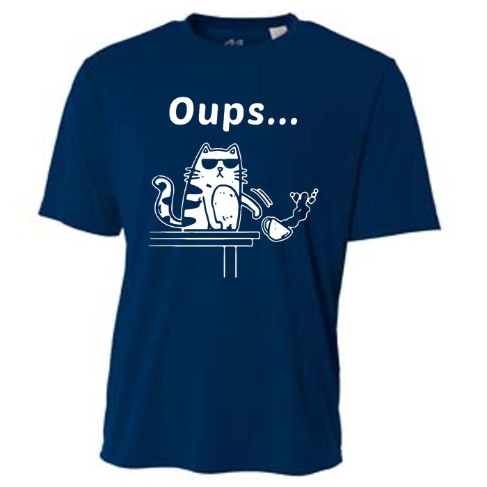 Cat Oups Coffee Funny Cool Cat With Sunglasses Cooling Performance Crew T-Shirt