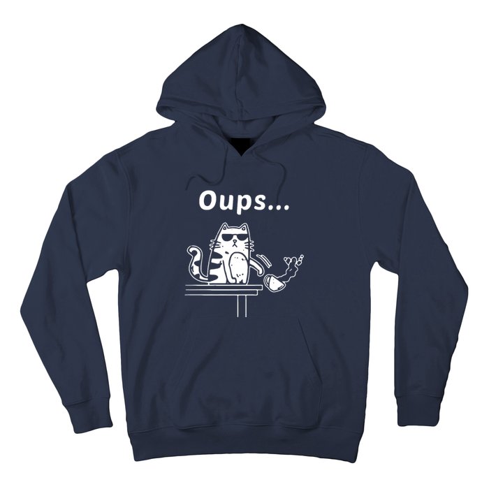 Cat Oups Coffee Funny Cool Cat With Sunglasses Hoodie