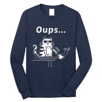 Cat Oups Coffee Funny Cool Cat With Sunglasses Long Sleeve Shirt