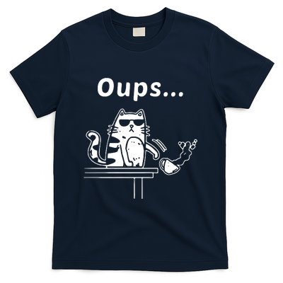 Cat Oups Coffee Funny Cool Cat With Sunglasses T-Shirt