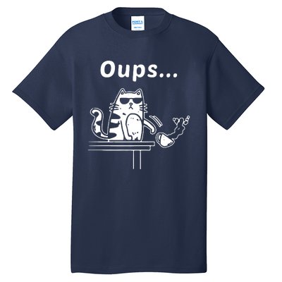 Cat Oups Coffee Funny Cool Cat With Sunglasses Tall T-Shirt