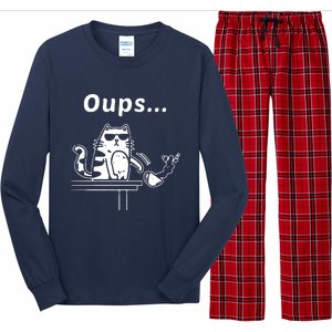 Cat Oups Coffee Funny Cool Cat With Sunglasses Long Sleeve Pajama Set