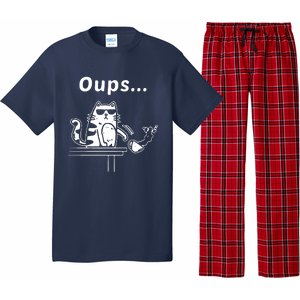 Cat Oups Coffee Funny Cool Cat With Sunglasses Pajama Set