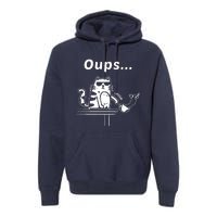 Cat Oups Coffee Funny Cool Cat With Sunglasses Premium Hoodie