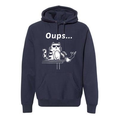 Cat Oups Coffee Funny Cool Cat With Sunglasses Premium Hoodie