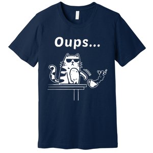 Cat Oups Coffee Funny Cool Cat With Sunglasses Premium T-Shirt