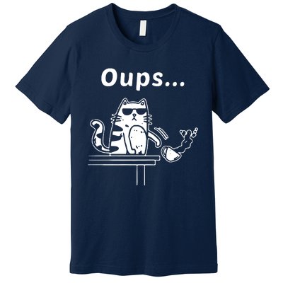 Cat Oups Coffee Funny Cool Cat With Sunglasses Premium T-Shirt