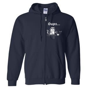 Cat Oups Coffee Funny Cool Cat With Sunglasses Full Zip Hoodie