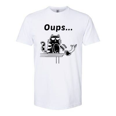 Cat Oups Coffee Funny Cool Cat With Sunglasses Softstyle CVC T-Shirt