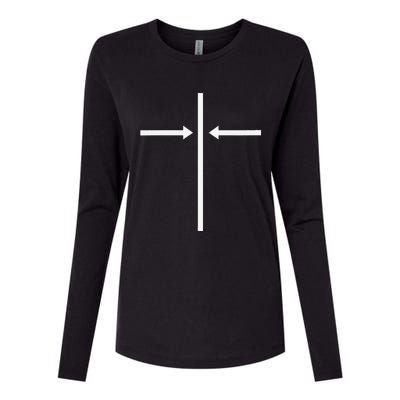 Centered On Christ Cross And Computer Icon Womens Cotton Relaxed Long Sleeve T-Shirt