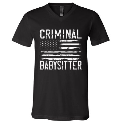 Correctional Officer Criminal Babysitter Thin Grey Line V-Neck T-Shirt