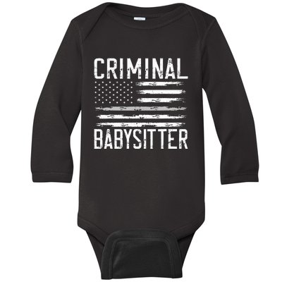 Correctional Officer Criminal Babysitter Thin Grey Line Baby Long Sleeve Bodysuit