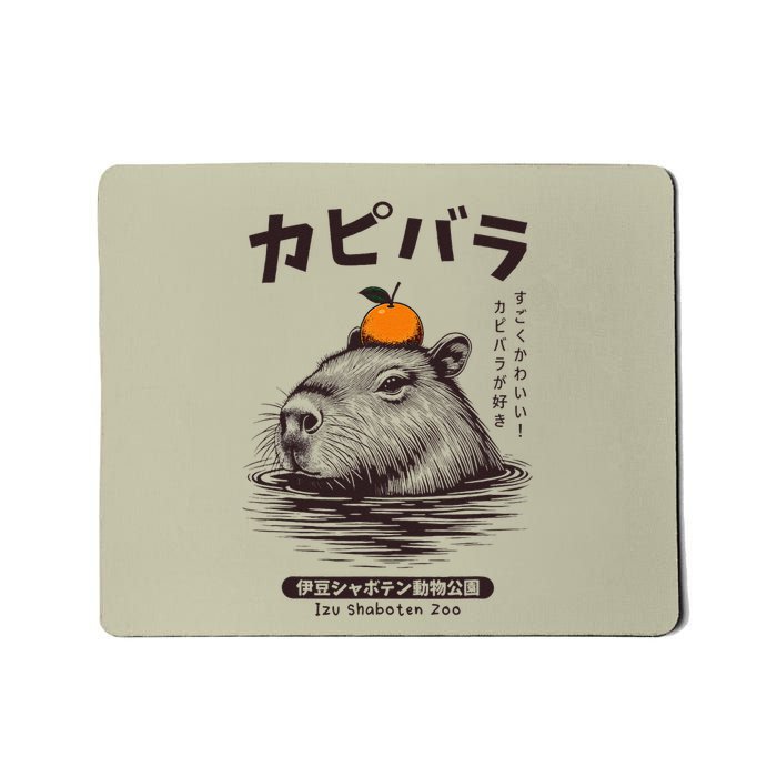 Capybara Onsen Capybara With Orange Capybara Lovers Mousepad
