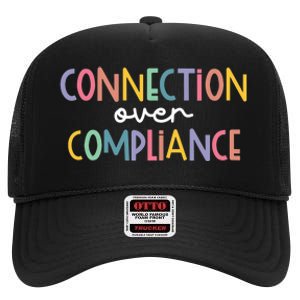 Connection Over Compliance Autism Awareness Month High Crown Mesh Back Trucker Hat