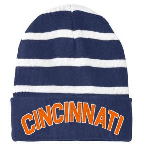 Cincinnati Ohio Striped Beanie with Solid Band