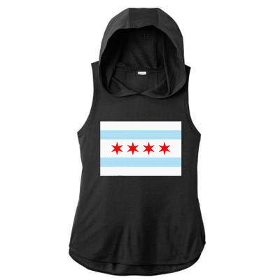 City Of Chicago Illinois Flag Windy City Ladies PosiCharge Tri-Blend Wicking Draft Hoodie Tank