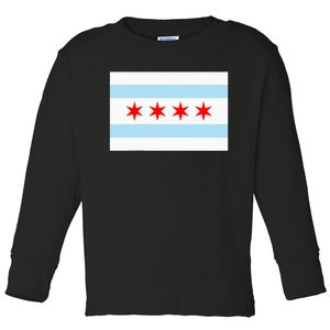 City Of Chicago Illinois Flag Windy City Toddler Long Sleeve Shirt