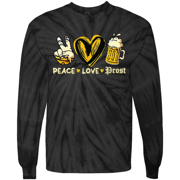 Cute Oktoberfest Costume Peace Love Prost Prost Oktoberfest Tie-Dye Long Sleeve Shirt