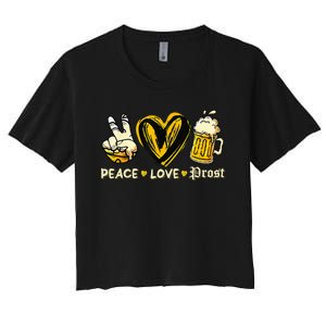 Cute Oktoberfest Costume Peace Love Prost Prost Oktoberfest Women's Crop Top Tee