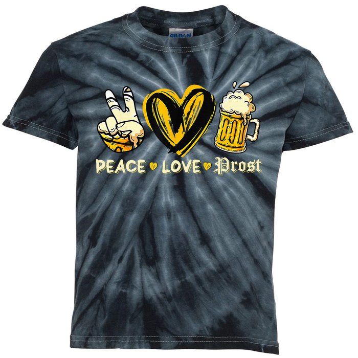 Cute Oktoberfest Costume Peace Love Prost Prost Oktoberfest Kids Tie-Dye T-Shirt