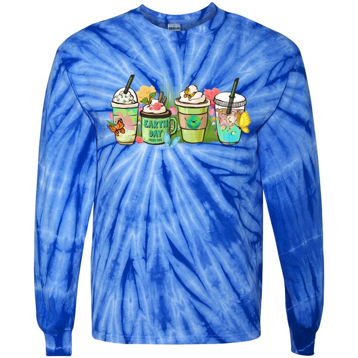 Cups Of Coffee Earth Day Save Our Planet Nature Environt Meaningful Gift Tie-Dye Long Sleeve Shirt