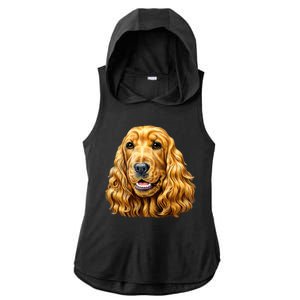 Cocker Spaniel Face Ladies PosiCharge Tri-Blend Wicking Draft Hoodie Tank