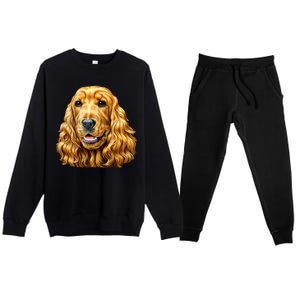 Cocker Spaniel Face Premium Crewneck Sweatsuit Set