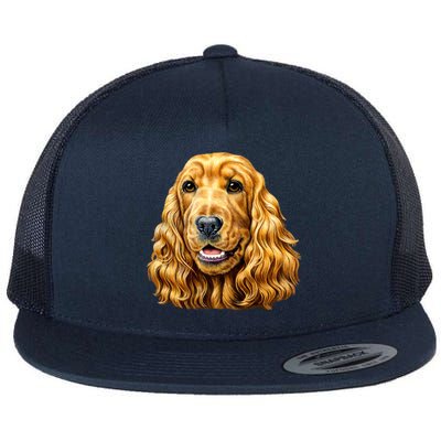 Cocker Spaniel Face Flat Bill Trucker Hat