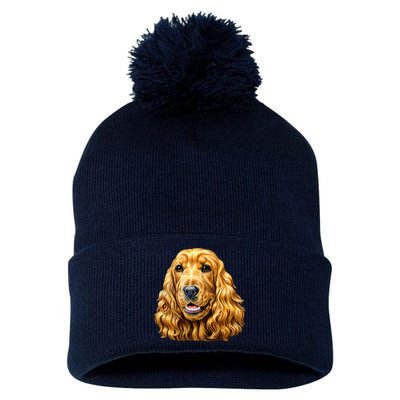 Cocker Spaniel Face Pom Pom 12in Knit Beanie