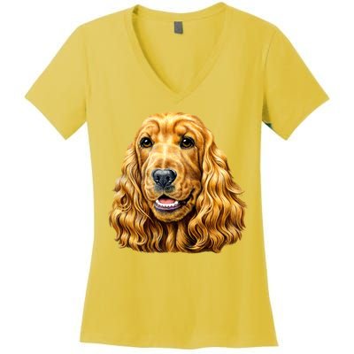 Cocker Spaniel Face Women's V-Neck T-Shirt