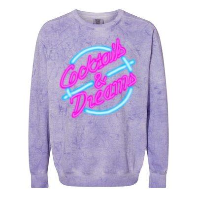 Cocktails And Dreams Retro 80s Colorblast Crewneck Sweatshirt