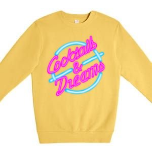 Cocktails And Dreams Retro 80s Premium Crewneck Sweatshirt