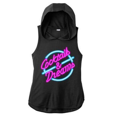 Cocktails And Dreams Retro 80s Ladies PosiCharge Tri-Blend Wicking Draft Hoodie Tank