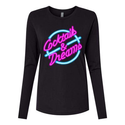 Cocktails And Dreams Retro 80s Womens Cotton Relaxed Long Sleeve T-Shirt