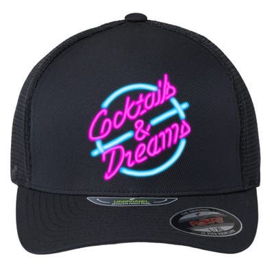 Cocktails And Dreams Retro 80s Flexfit Unipanel Trucker Cap