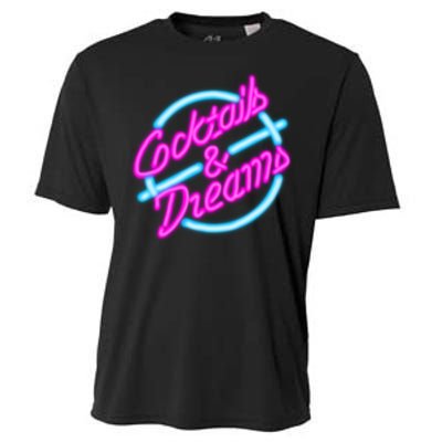 Cocktails And Dreams Retro 80s Cooling Performance Crew T-Shirt