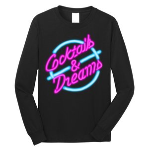 Cocktails And Dreams Retro 80s Long Sleeve Shirt