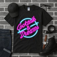 Cocktails And Dreams Retro 80s Tall T-Shirt