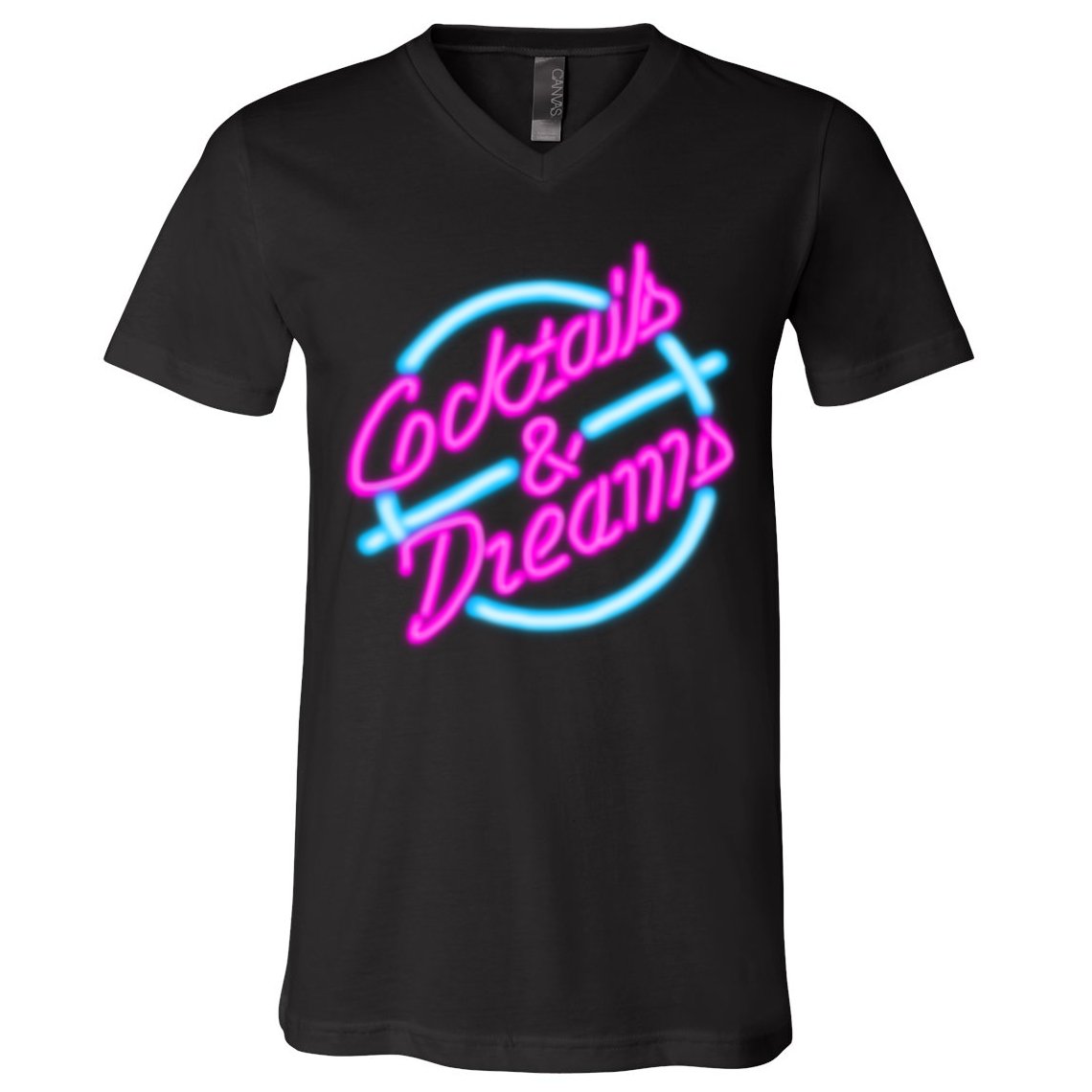 Cocktails And Dreams Retro 80s V-Neck T-Shirt
