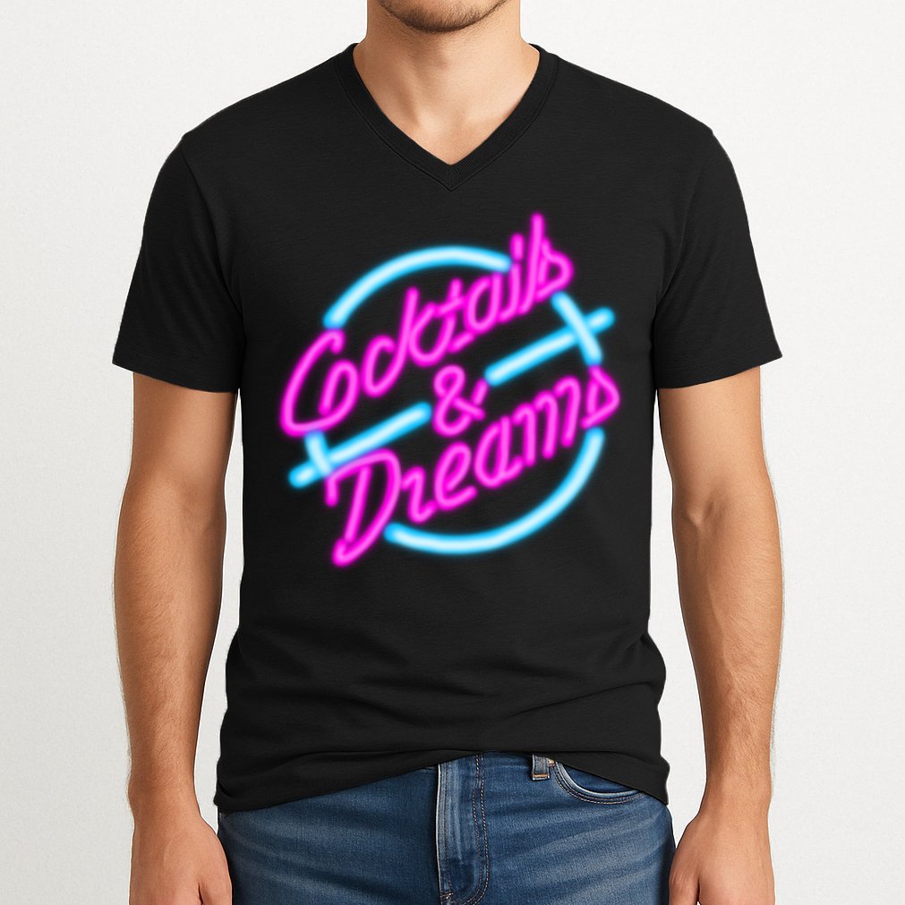 Cocktails And Dreams Retro 80s V-Neck T-Shirt