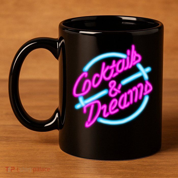 Cocktails And Dreams Retro 80s 11oz C Handle Ceramic Mug