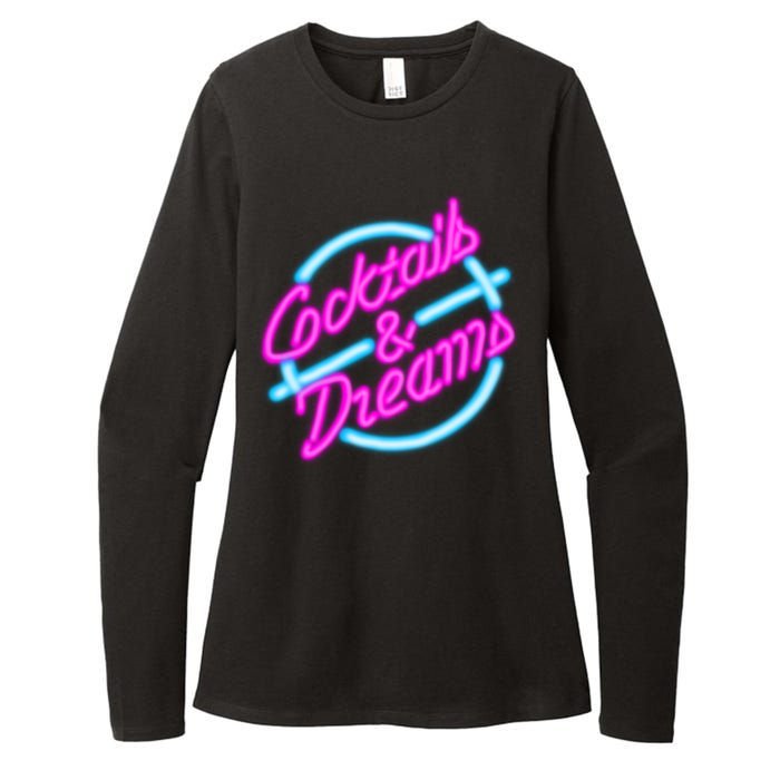 Cocktails And Dreams Retro 80s Womens CVC Long Sleeve Shirt